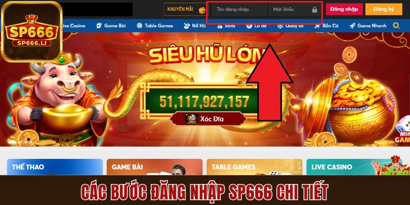 Các bước đăng nhập SP666 chi tiết