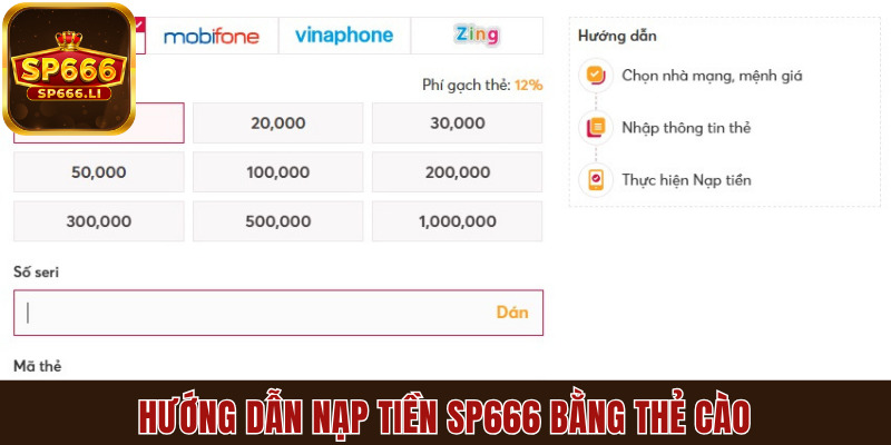 Hướng dẫn cách nạp tiền SP666 bằng thẻ cào